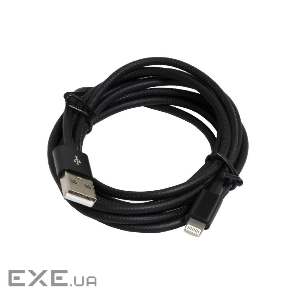 Кабель USB - Lightning 2 м Patron, Black, 2.4A (PN-LIGHT-2M-B) (CAB-PN-LIGHT-2M-B)