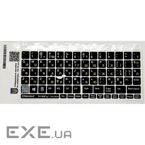 Наклейка на клавіатуру BestKey непрозора чорна, 76, жовтий (BKU13YEL/012)