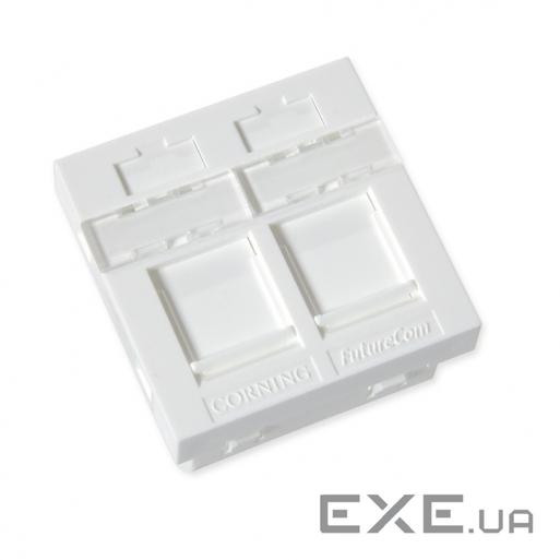 Пластина для 2-х модулів FutureCom, зі шторками, 45х45, пряма, біла, Corning (CAXCSE-G0201-C011)
