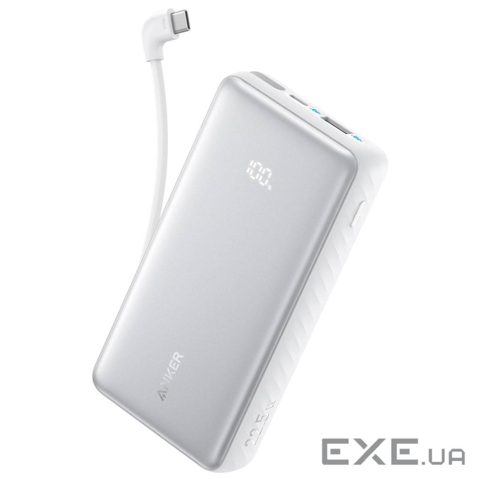 зовн. акум. ANKER - 10000 mAh 22.5W Built-In USB-C Cable (Білий) (A110DH21)