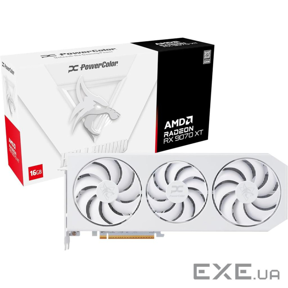 Відеокарта POWERCOLOR Hellhound Spectral White Radeon RX 9070 XT 16GB GDDR6 (RX9070XT 16G-L/OC/WHITE