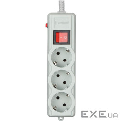 Фільтр мережі GEMBIRD SPG3-G-10G-PRO Gray, 3 розетки, 3м