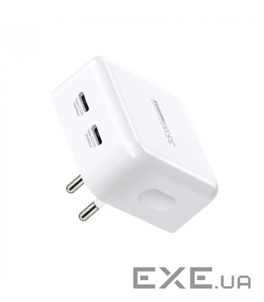 Зарядний пристрій REMAX RP-U87 GaN 35W 2xUSB-C PD, QC White