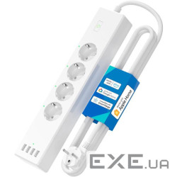 Мережевий фільтр MEROSS Smart Power Strip White, 4 розетки, 4xUSB, 1.8м (MSS425FHK-EU) (MSS425FHK(EU))