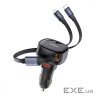Автомобільне ЗУ Baseus Enjoyment Pro U + Retractable Cable Type-C 60W black (C00057800111-00)