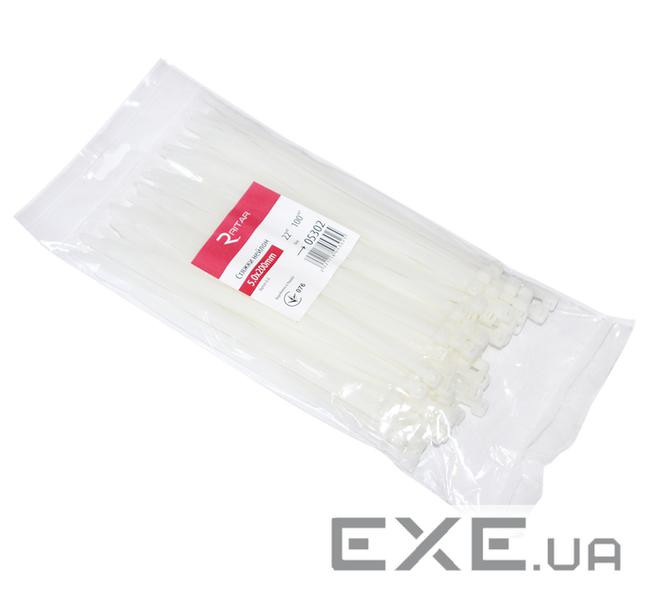 Стяжка Ritar 200мм/5.0мм, белая, 100 шт (CTR-W5200 / 05302)