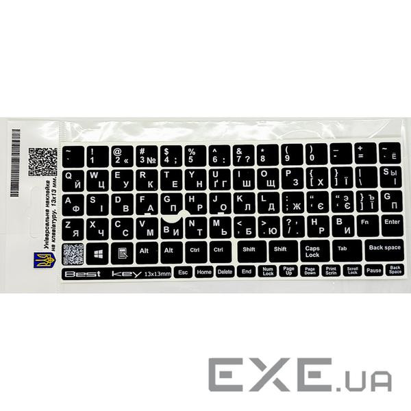 Наклейка на клавіатуру BestKey непрозора чорна, 76, срібний (BKU13SIL/011)