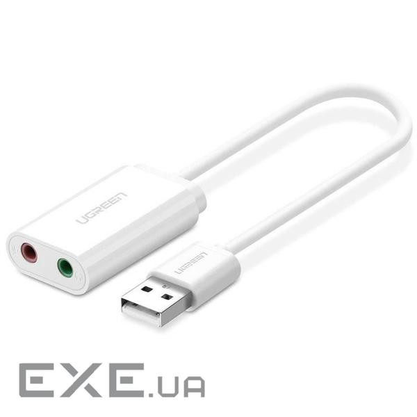 Зовнішня звукова карта UGREEN US205 USB 2.0 External Sound Adapter White (30143)
