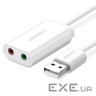 Зовнішня звукова карта UGREEN US205 USB 2.0 External Sound Adapter White (30143)