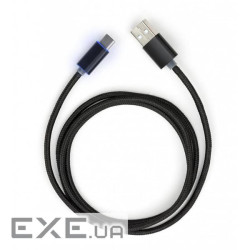 Дата кабель USB 2.0 AM to USB-C 1.0m LED black Vinga (VCPDCTCLED1BK)