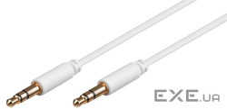 Кабель аудіо-сигнальний Jack 3.5mm 3pin M/M 2.0m,Shielded AWG28 D=2.6mm AUX Cu,білий (75.06.9113-50 (75.06.9113-50
