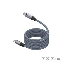 Дата кабель USB-C to USB-C 1.2m Promate (springy.grey)