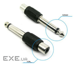 Конвертер VOLTRONIC Jack 6.3 (тато) / RCA (мама) Mono, Black, пластик ,Q100 (YT-C-6.3(M)/RCA(F)-B)