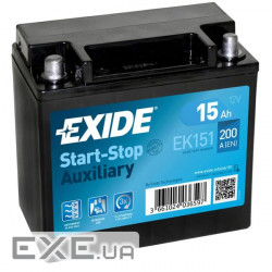 Акумулятор автомобільний EXIDE START STOP AUXILIARY 15Ah (+/-) (200EN) (EK151)