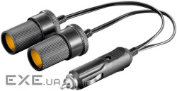 Перехідник живлення CigarSocket M/F,1x2 0.2m Splitter 3000mA,чорний (75.01.1766-1) (75.01.1766-1)