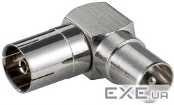 Перехідник антенний RF:Coaxial M/ F,адаптер кутовий металевий,металік (25.02.5060-1)