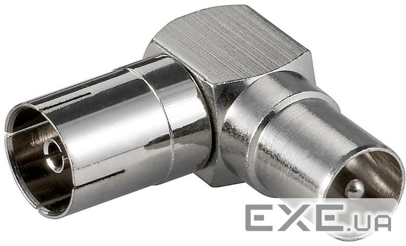 Перехідник антенний RF:Coaxial M/ F,адаптер кутовий металевий,металік (25.02.5060-1)