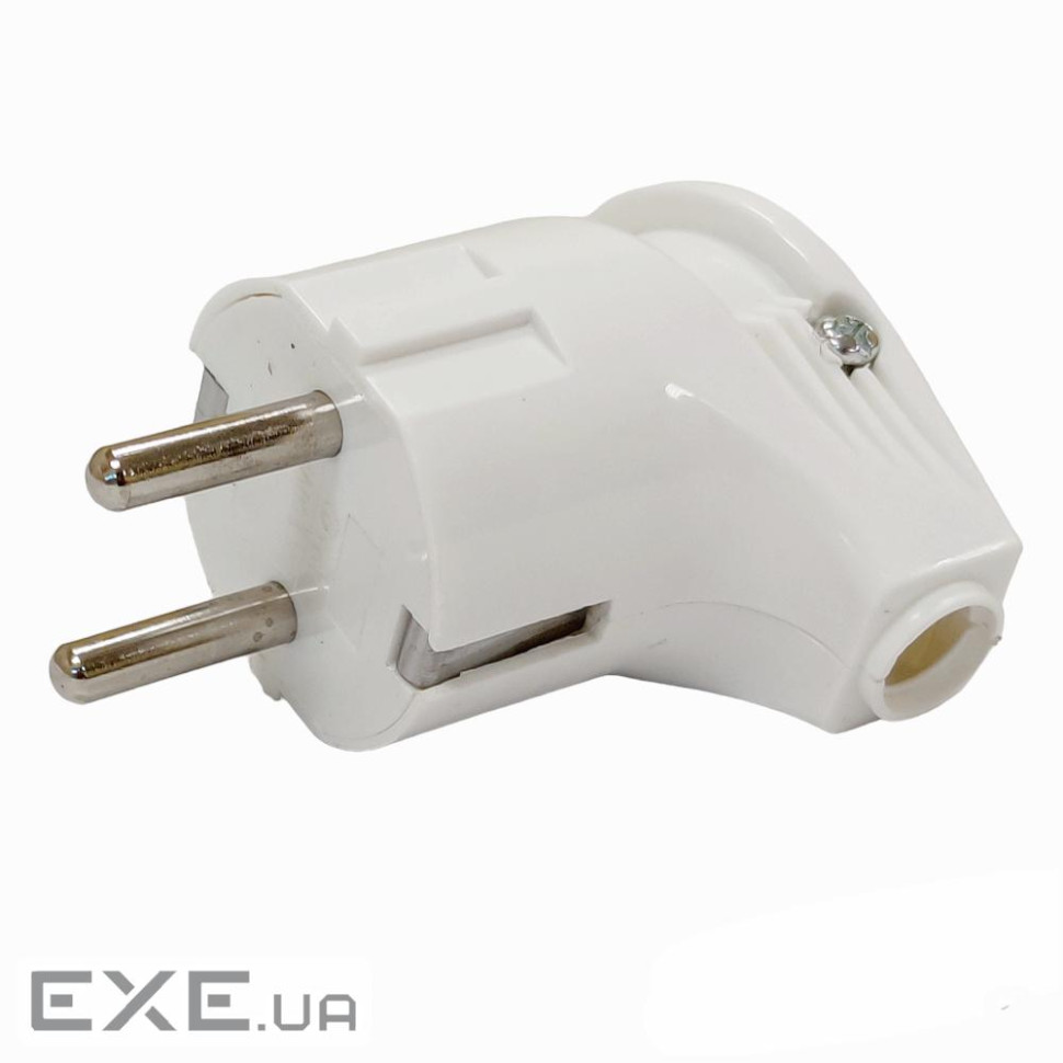 Вилка побутова 16А кутова з/к біла (HC-P3AW) (HC-P3AW)