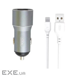 Зарядний пристрій XO TZ09 2.4A/2 USB + cable lightning Grey (XO-TZ09L-GR)