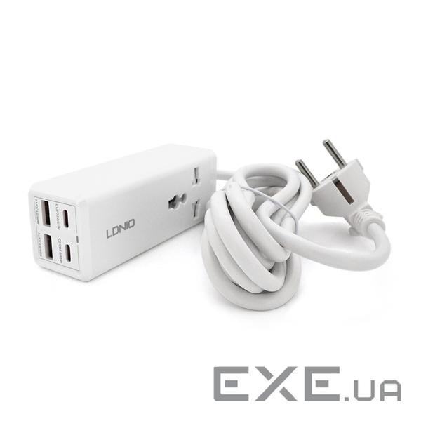 Мережевий фільтр LDNIO SС1418, 1 Розетка + 2 USB +2 Type-C, 2 м, перетин 3х0, 75мм, White, Box , White, Box
