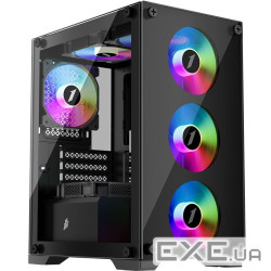 Корпус 1stPlayer X2-M-BK-4F1-PS-600FK-EU Black 600W