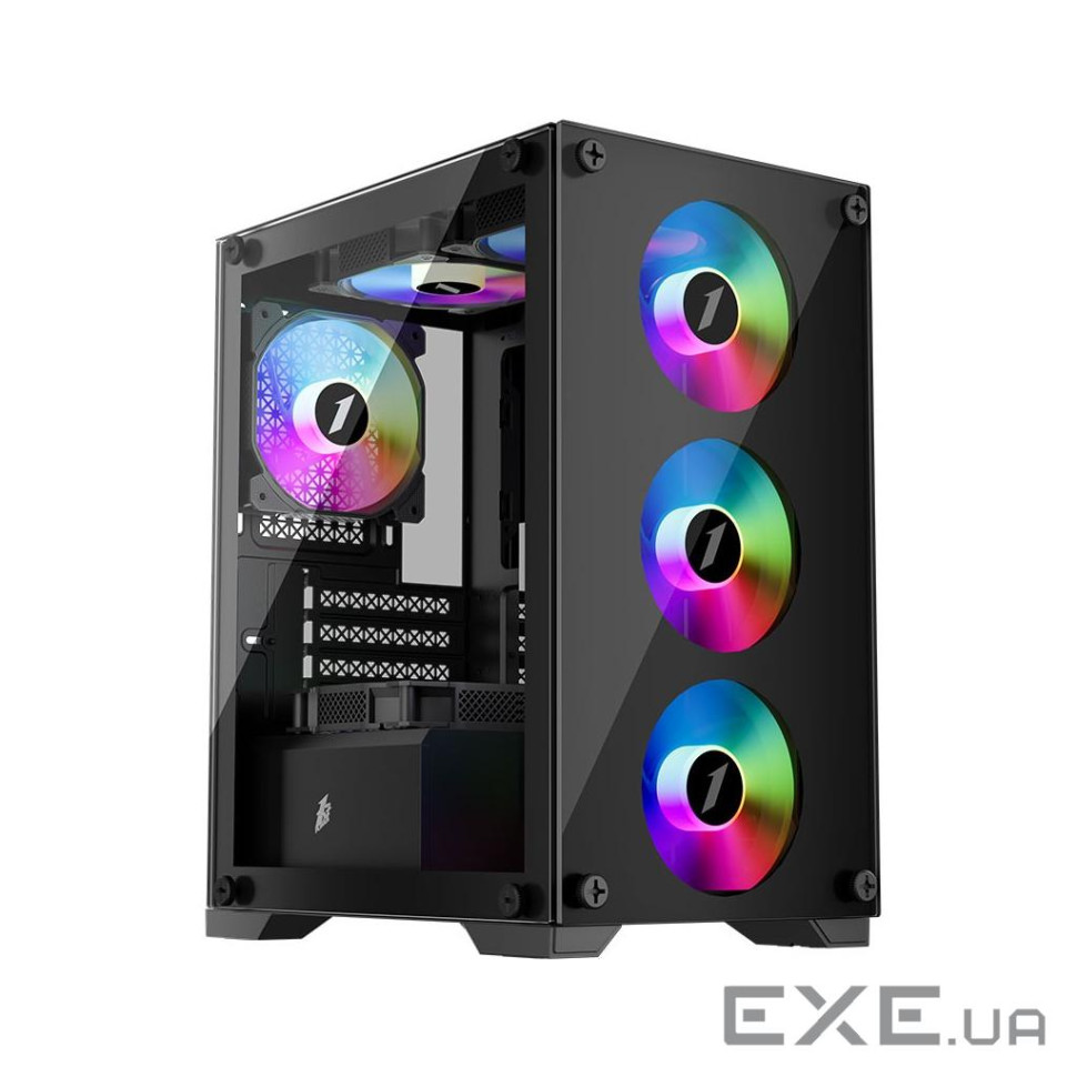 Корпус 1stPlayer X2-M-BK-4F1-PS-600FK-EU Black 600W