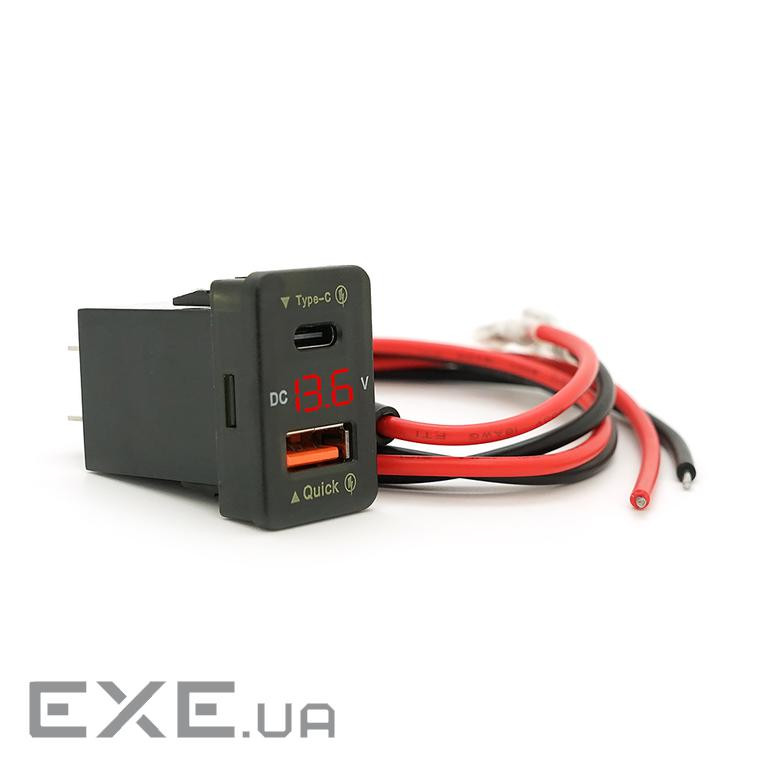 АЗУ FPUV-R, PD+QC3.0, Type-C: 30W, 5V-3A / 9V-3A / 12V-2.5A, USB: 18W, 5V-3.4A / 9V (FPUV-33*23mm-R)