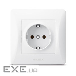 Розетка Videx BINERA 1ая с заземлением (VF-BNSK1G-W)