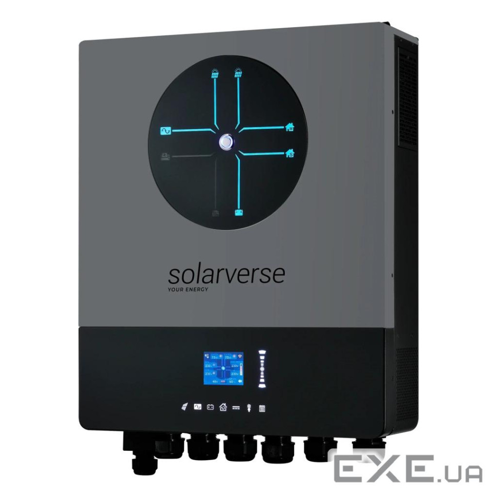 Автономний інвертор Solarverse Ampere Double 8kW 48V 1 MPPT Wi-Fi 220V Однофазний (SV8048AD)