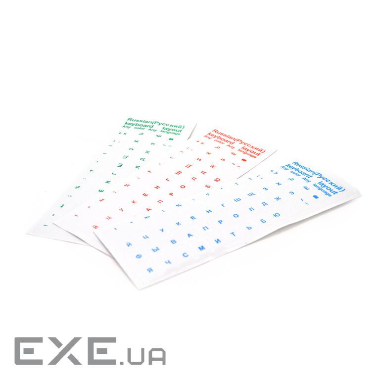 Наклейки на прозорі клавіатуру з зеленими літерами Рус. (YT-KST / R-G) VOLTRONIC