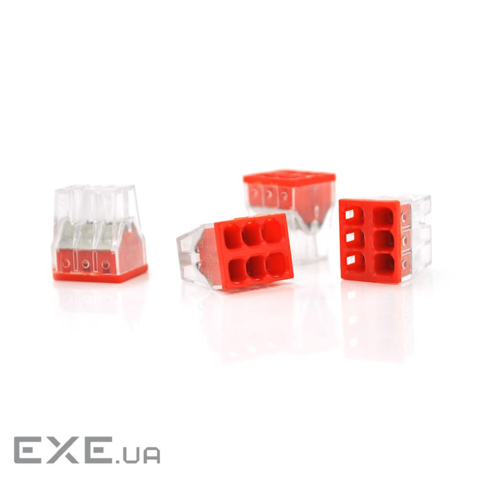 Самозатискна 6-провідна клема WAGO К773-206, 6-pin, прозоро-червона, упаковка 15 шт, ці (К206 / 15)