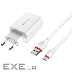 Зарядний пристрій BOROFONE BA21A Long journey single port QC3.0 charger set (Type-C) White (BA21ACW)