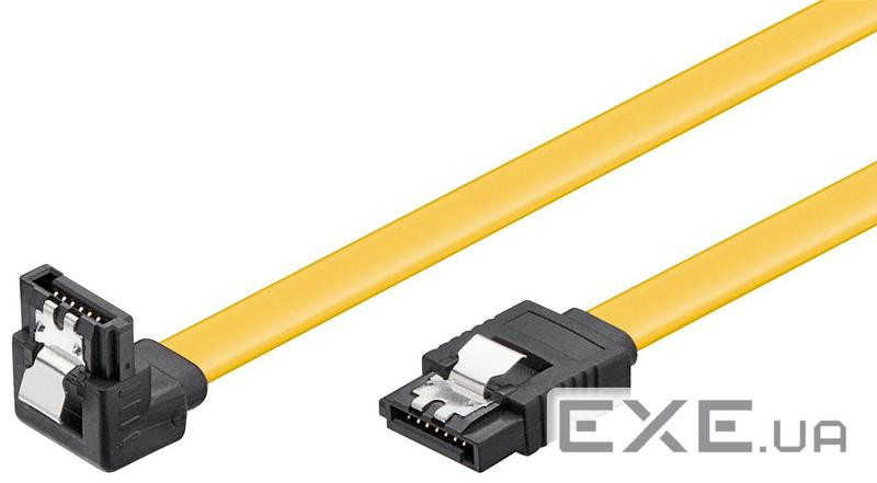 Кабель накопичувача дата SATA 7p M/M 0.5m, 90. Latch, HQ, жовтий (75.09.5020-50)