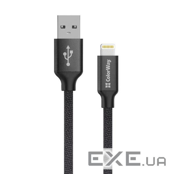 Дата кабель USB 2.0 AM to Lightning 2.0m black ColorWay (CW-CBUL007-BK)