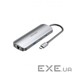 Порт-реплікатор VENTION 8-in-1 USB-C to HDMI/USB3.0x3/RJ45/SD/TF/PD (TOKHB)
