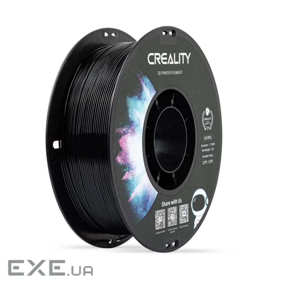 Пластик для 3D-принтера Creality PETG 1.75мм, black, 1кг (3301030035)