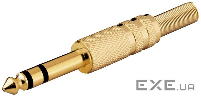 Штекер FreeEnd-Jack 6.3mm,/M конектор Stereo Metal CablePr, золотистий (75.01.1038-1)