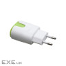 Зарядний пристрій Patron 2xUSB 2.0 2A/1A white/green (PN-2USB-220V-G)