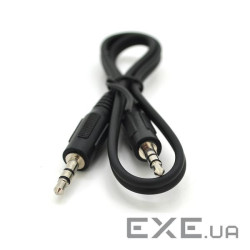 Кабель AUX Audio DC3.5 тато-тато 0,4м, GOLD Stereo Jack, (круглий) Black cable, Пакет Q500 (YT28014)