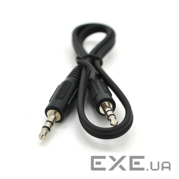 Кабель AUX Audio DC3.5 тато-тато 0,4м, GOLD Stereo Jack, (круглий) Black cable, Пакет Q500 (YT28014)