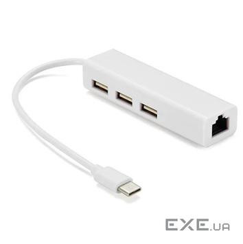Контролер Type-C to Ethernet Мережа адаптера 10 / 100Mbps з проводом + 3 пор (CM-XTC-3USB / RG-45)