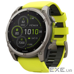 Смарт-годинник Garmin fenix 8 51mm,Saph Solar, BareTi/Graphite,AmpYe/GrphBnd (010-02907-21)