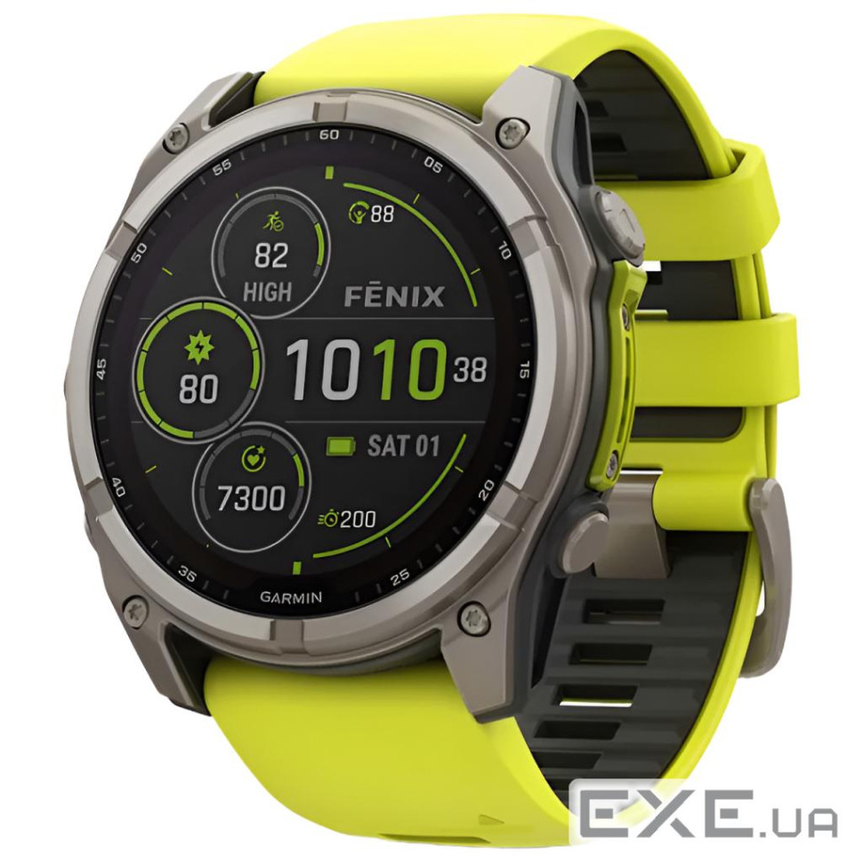 Смарт-годинник Garmin fenix 8 51mm,Saph Solar, BareTi/Graphite,AmpYe/GrphBnd (010-02907-21)