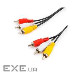 Кабель Audio-Video 3хRCA (тато) => 3хRCA (тато), GOLD connector, CU, д (YT-3хRCA(M)/3хRCA(M)-1.5G)
