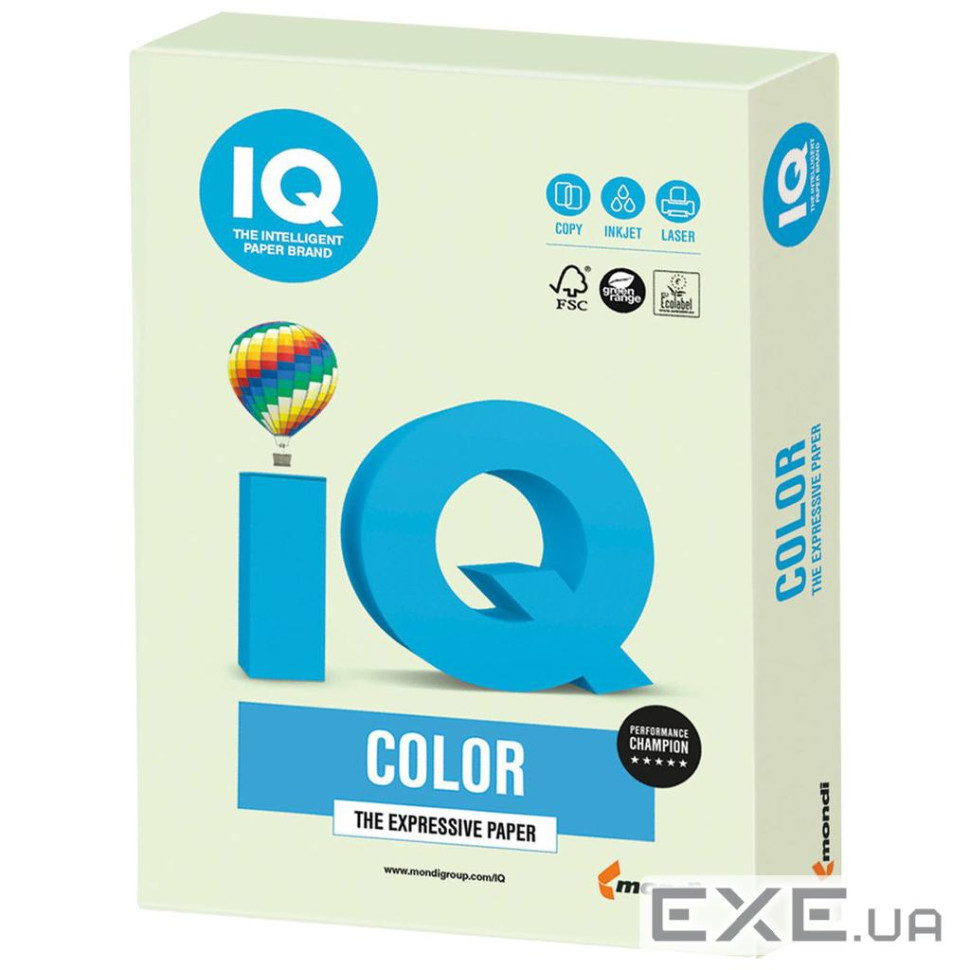 Папір Mondi IQ color А4 pastel, 160g 250sh Light Green (GN27/A4/160/IQ)