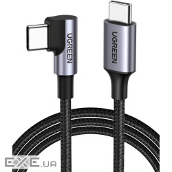 Дата кабель USB-C to USB-C 0.5m 3A 60W 90 corner US255 black/gray Ugreen (50122)