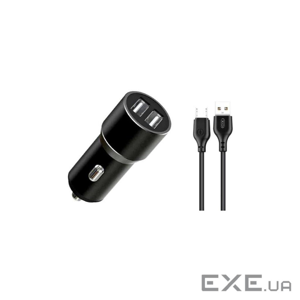 Зарядний пристрій XO TZ09 2.4A/2 USB + cable microUSB Black (XO-TZ09M-BK)