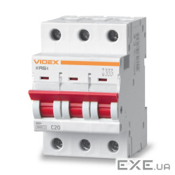 Автоматический выключатель Videx RS4 RESIST 3п 20А С 4,5кА (VF-RS4-AV3C20)