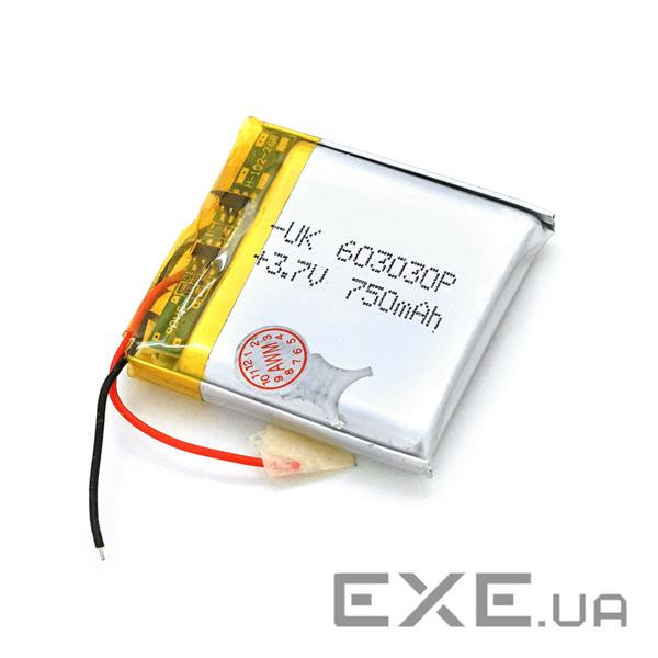 Літій-полімерний акумулятор 6*30*30mm (Li-ion 3.7В 550мА&middot,год) (603030) ) (603030)