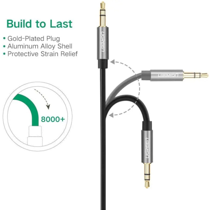 Кабель мультимедійний 3.5mm M to 3.5mm M 2.0m AV119 black Ugreen (10735) (90401962)